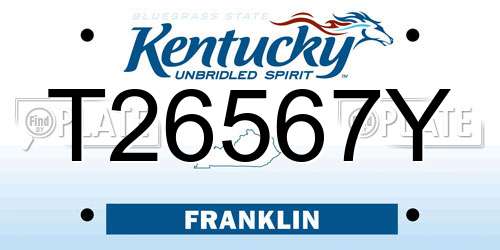 T26567Y Kentucky License Plate