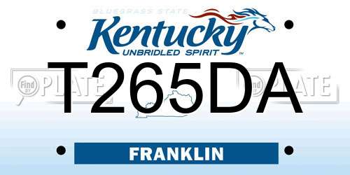 T265DA Kentucky License Plate