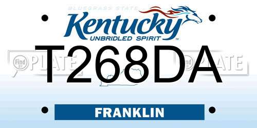T268DA Kentucky License Plate