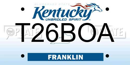 T26BOA Kentucky License Plate