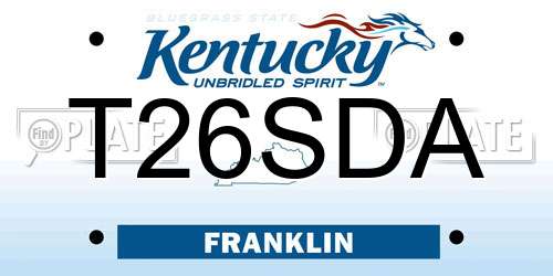 T26SDA Kentucky License Plate
