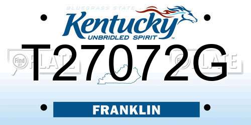 T27072G Kentucky License Plate