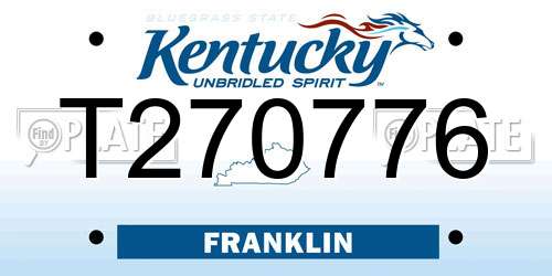 T270776 Kentucky License Plate