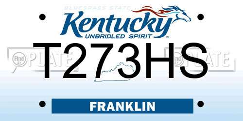 T273HS Kentucky License Plate