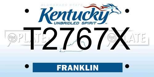 T2767X Kentucky License Plate