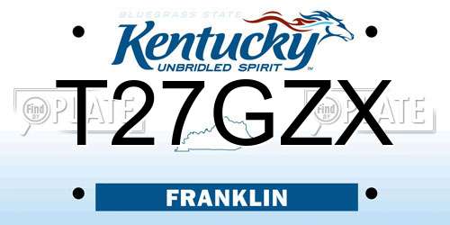 T27GZX Kentucky License Plate
