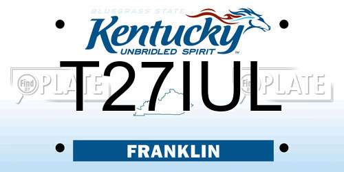 T27IUL Kentucky License Plate