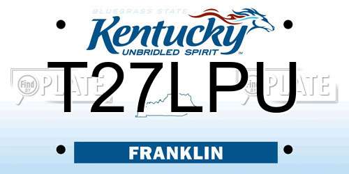 T27LPU Kentucky License Plate