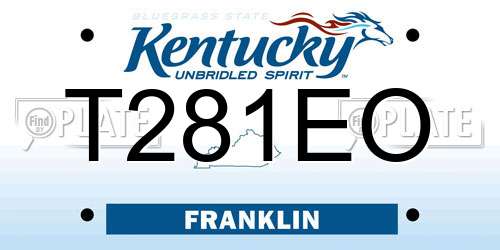 T281EO Kentucky License Plate