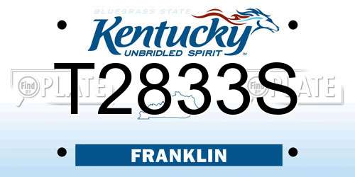 T2833S Kentucky License Plate