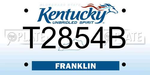 T2854B Kentucky License Plate