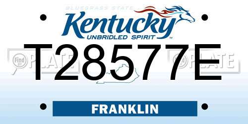 T28577E Kentucky License Plate