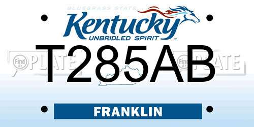 T285AB Kentucky License Plate