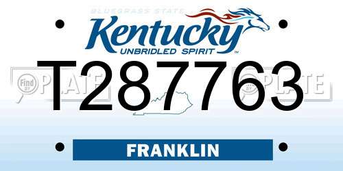 T287763 Kentucky License Plate