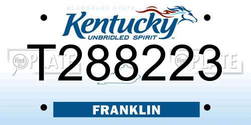 T288223 Kentucky License Plate