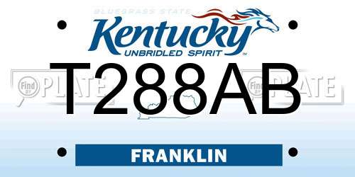 T288AB Kentucky License Plate