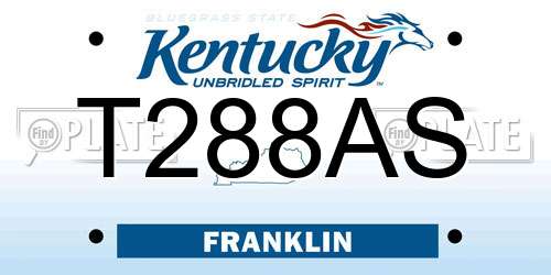 T288AS Kentucky License Plate