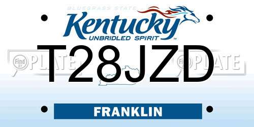 T28JZD Kentucky License Plate