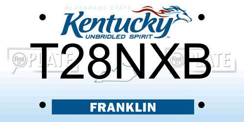 T28NXB Kentucky License Plate