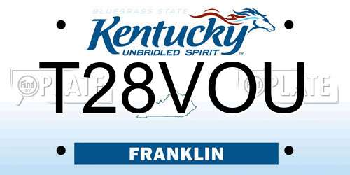 T28VOU Kentucky License Plate