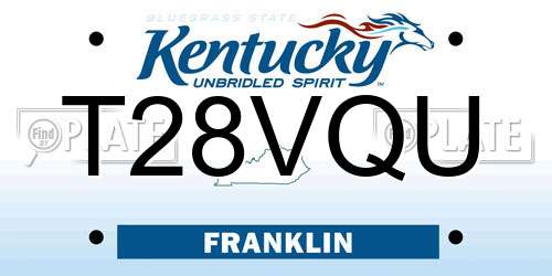 T28VQU Kentucky License Plate