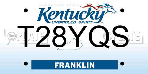T28YQS Kentucky License Plate
