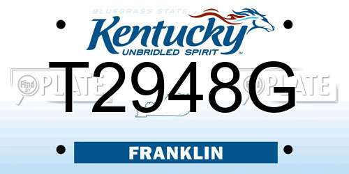 T2948G Kentucky License Plate