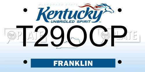 T29OCP Kentucky License Plate