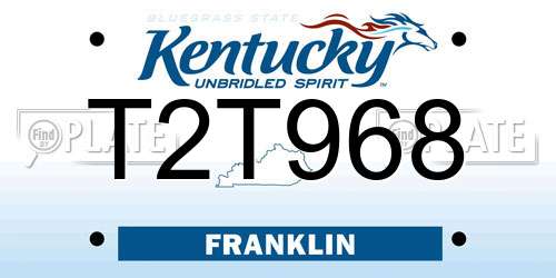 T2T968 Kentucky License Plate
