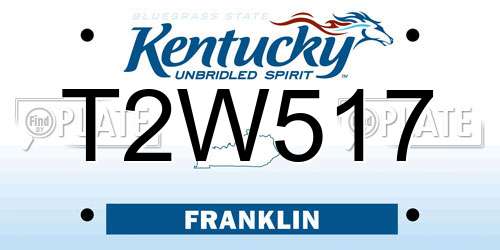 T2W517 Kentucky License Plate