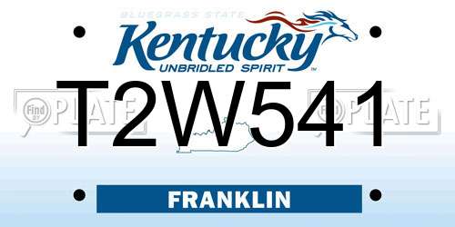 T2W541 Kentucky License Plate