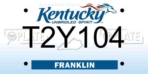 T2Y104 Kentucky License Plate