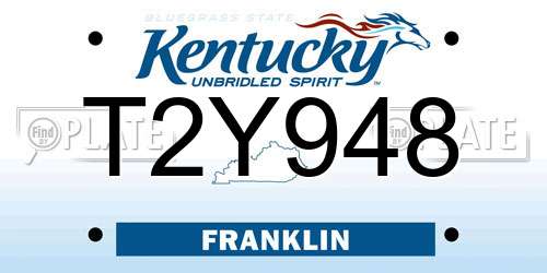 T2Y948 Kentucky License Plate