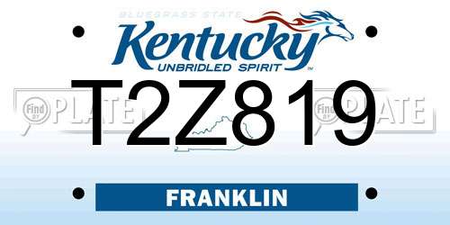 T2Z819 Kentucky License Plate