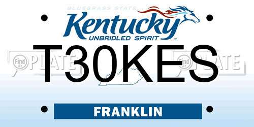 T30KES Kentucky License Plate