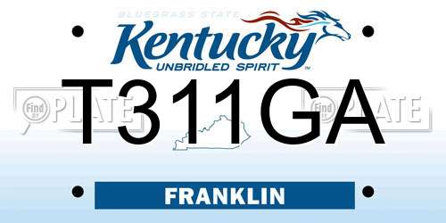 T311GA Kentucky License Plate