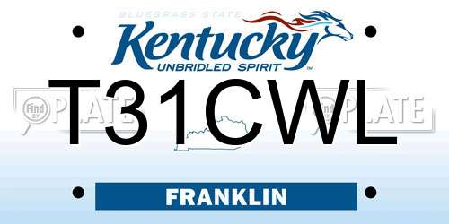 T31CWL Kentucky License Plate