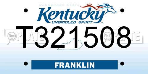 T321508 Kentucky License Plate