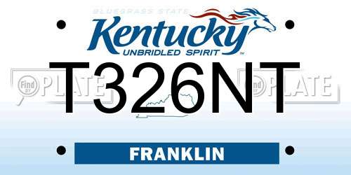 T326NT Kentucky License Plate