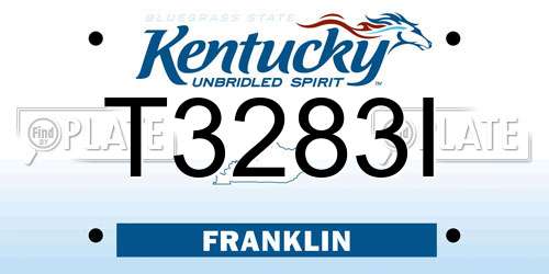 T3283I Kentucky License Plate
