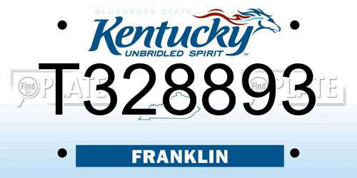 T328893 Kentucky License Plate