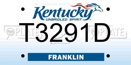 T3291D Kentucky License Plate