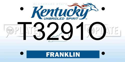 T3291O Kentucky License Plate