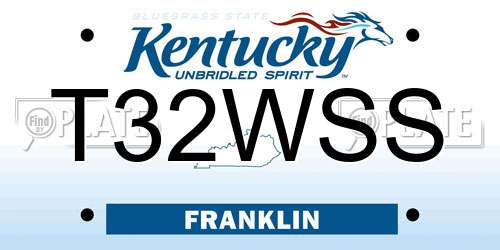 T32WSS Kentucky License Plate