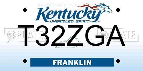 T32ZGA Kentucky License Plate