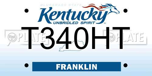 T340HT Kentucky License Plate