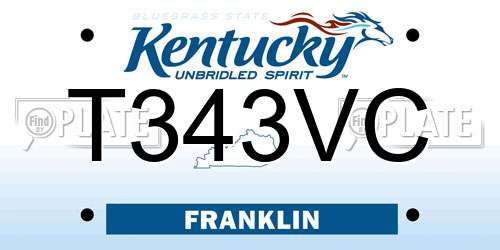 T343VC Kentucky License Plate