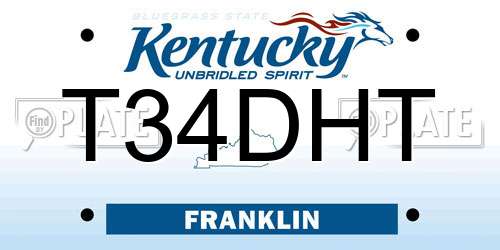 T34DHT Kentucky License Plate