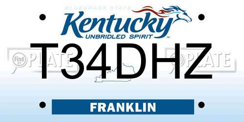 T34DHZ Kentucky License Plate