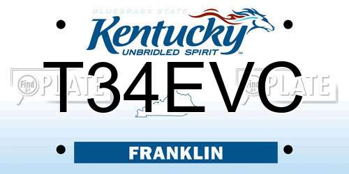 T34EVC Kentucky License Plate